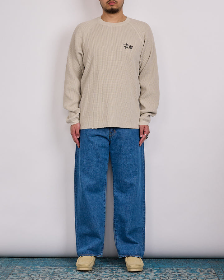 Stussy Raglan Thermal Crewneck Basic Stock Bone
