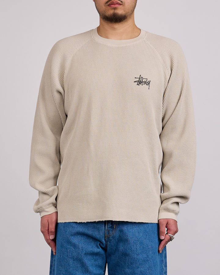 Stussy Raglan Thermal Crewneck Basic Stock Bone