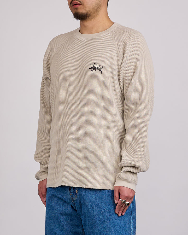Stussy Raglan Thermal Crewneck Basic Stock Bone