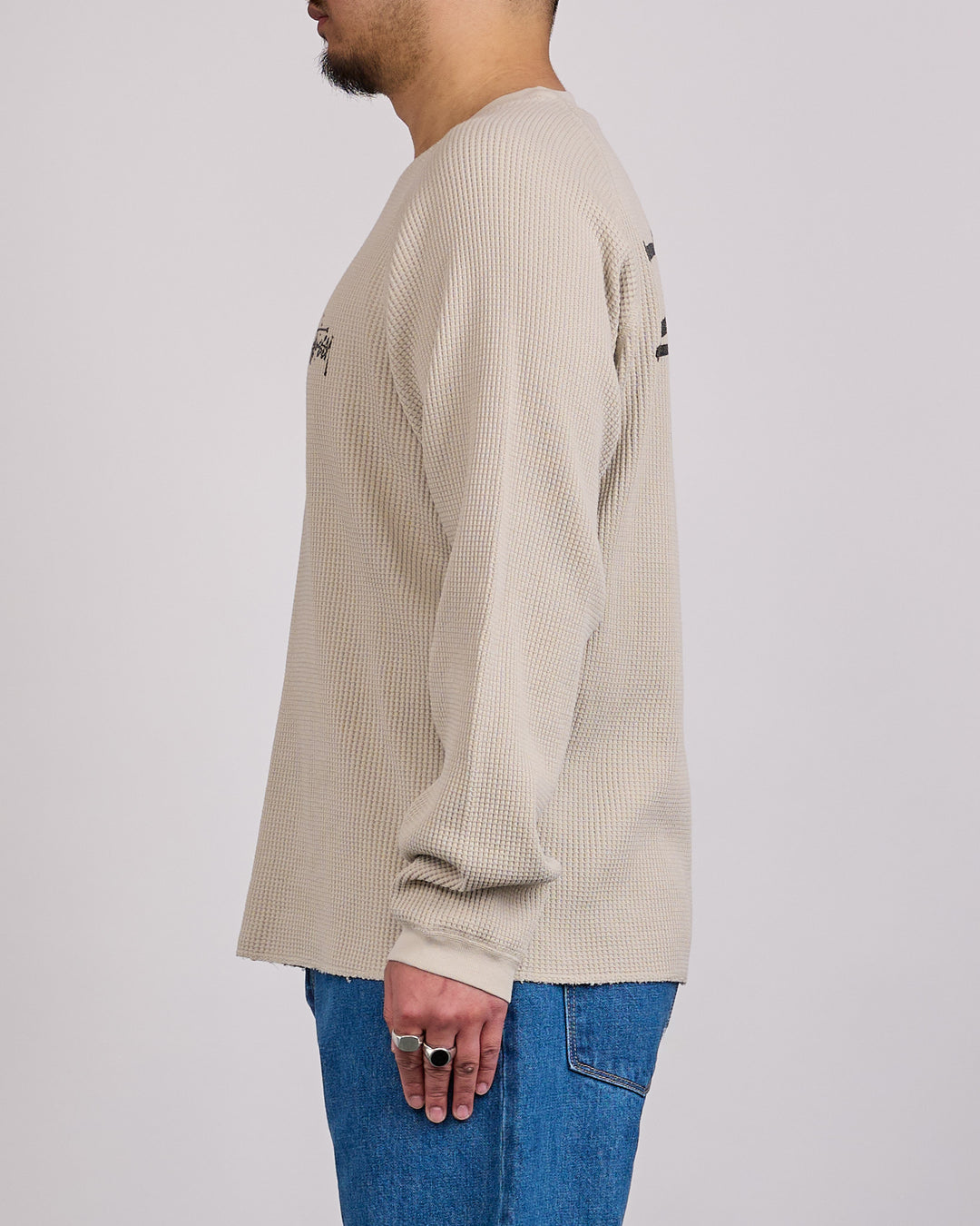 Stussy Raglan Thermal Crewneck Basic Stock Bone