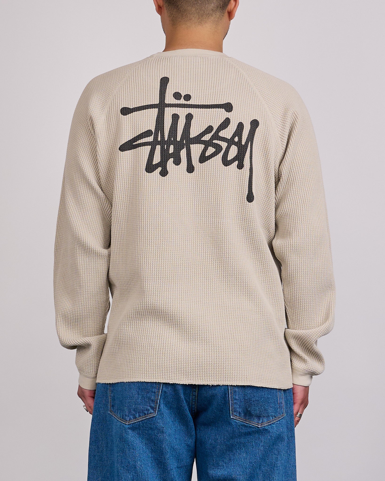 Stussy Raglan Thermal Crewneck Basic Stock Bone – LESS 17
