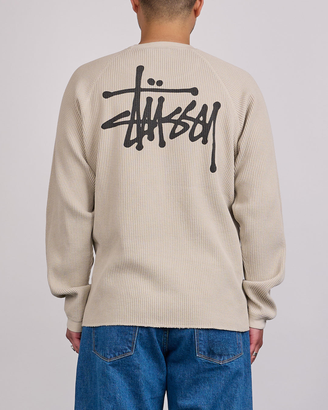 Stussy Raglan Thermal Crewneck Basic Stock Bone