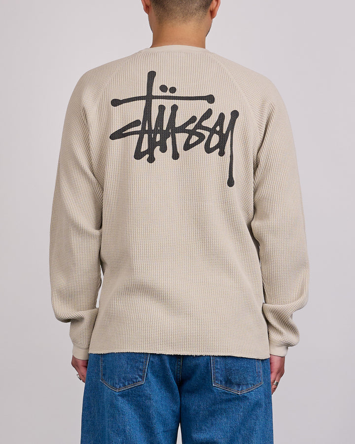 Stussy Raglan Thermal Crewneck Basic Stock Bone