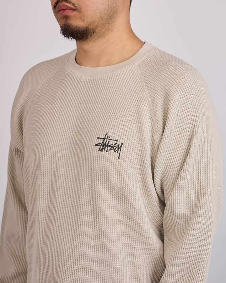 Stussy Raglan Thermal Crewneck Basic Stock Bone