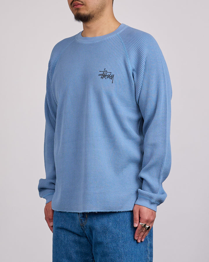 Stussy Raglan Thermal Crewneck Basic Stock Dust Blue