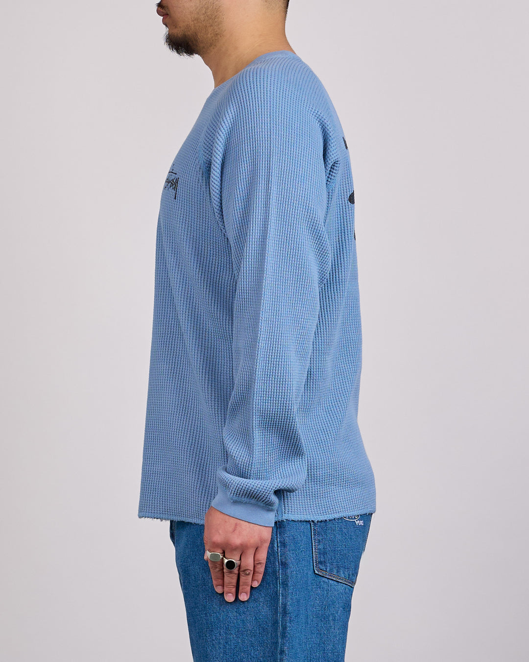 Stussy Raglan Thermal Crewneck Basic Stock Dust Blue