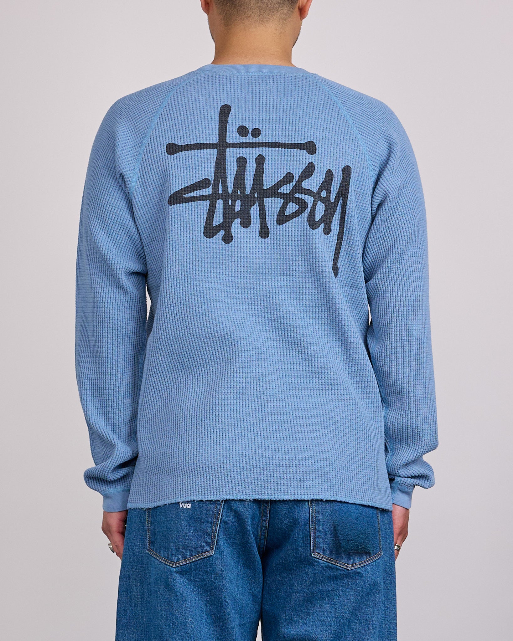 Stussy Raglan Thermal Crewneck Basic Stock Dust Blue – LESS 17