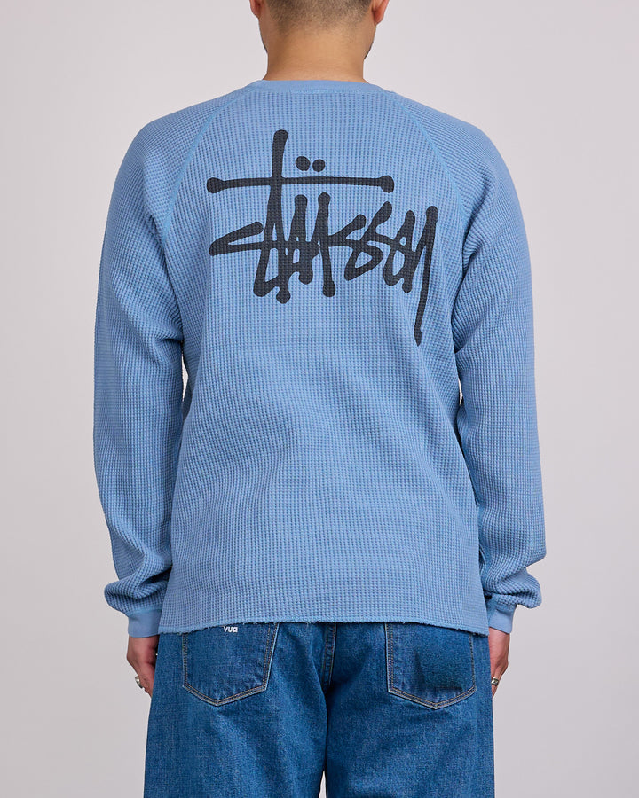 Stussy Raglan Thermal Crewneck Basic Stock Dust Blue