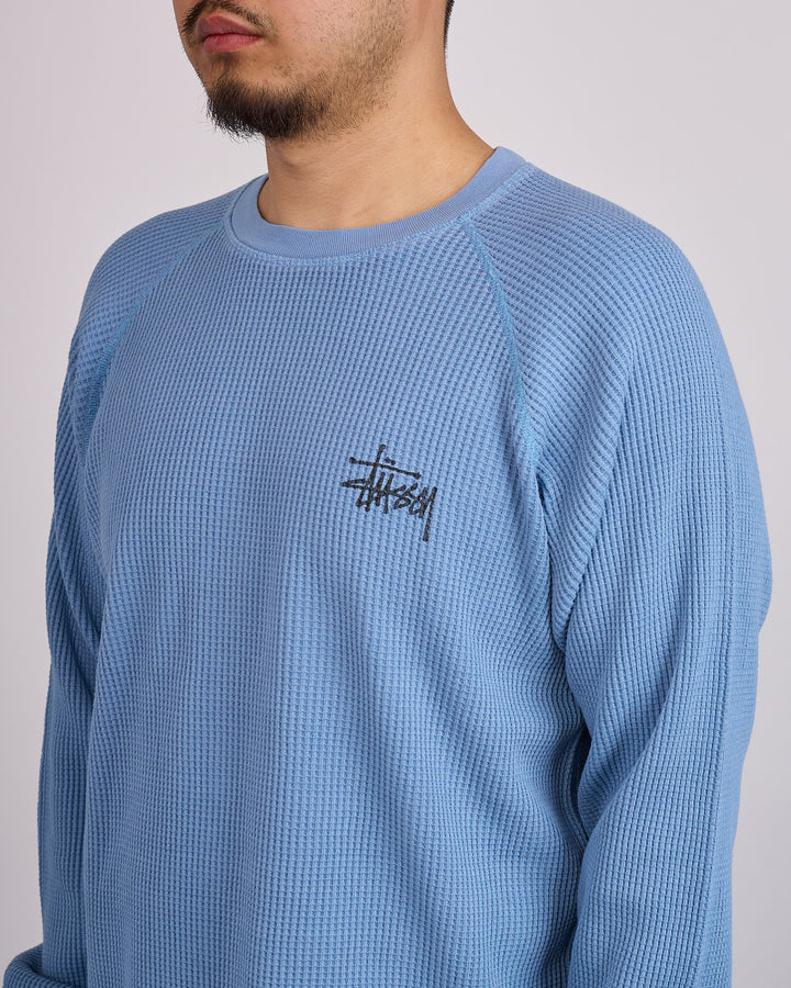 Stussy Raglan Thermal Crewneck Basic Stock Dust Blue
