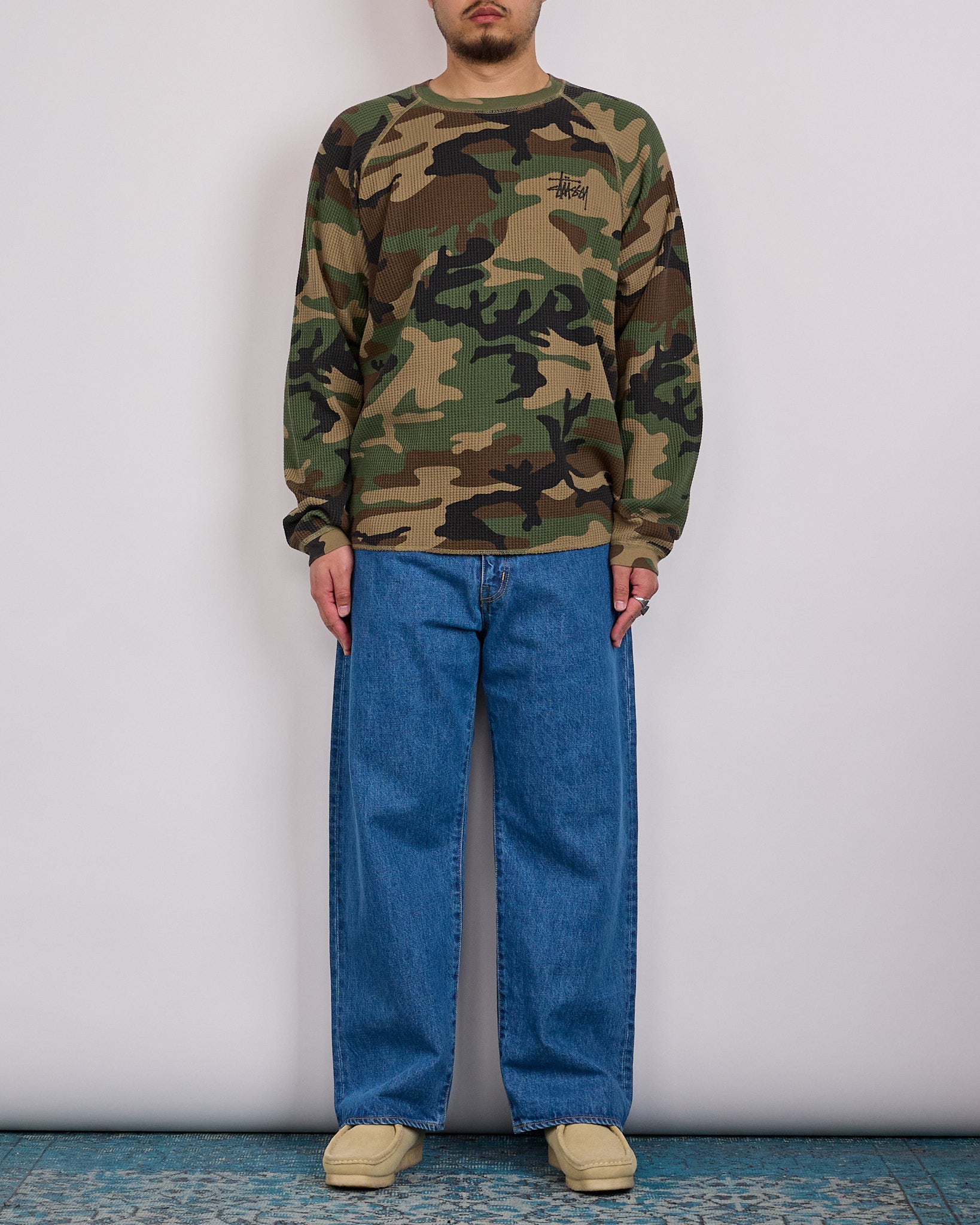 Stussy Raglan Thermal Crewneck Basic Stock Woodland Camo – LESS 17