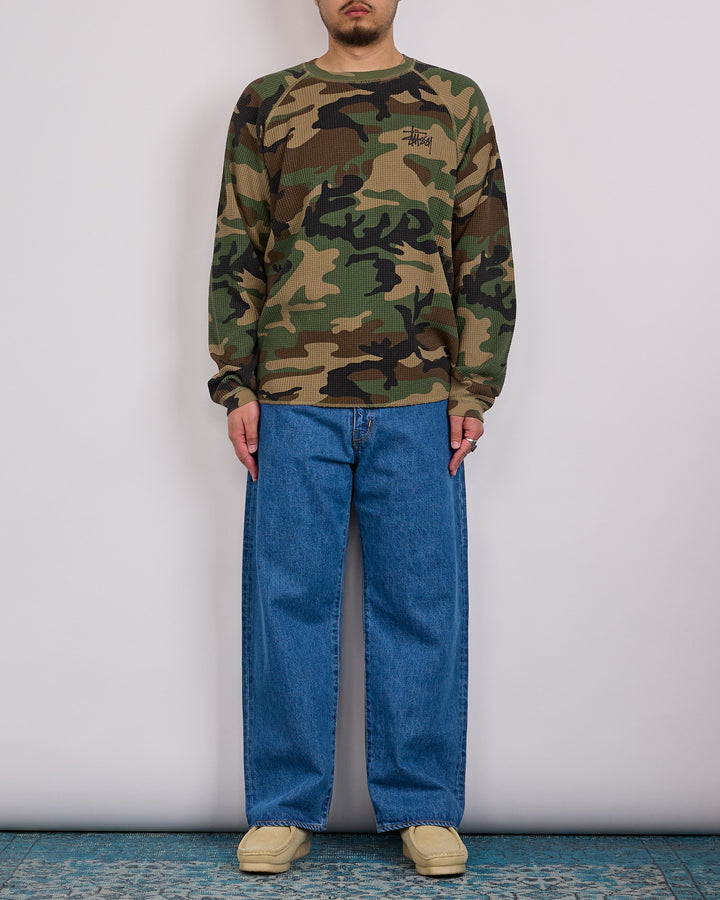 Stussy Raglan Thermal Crewneck Basic Stock Woodland Camo