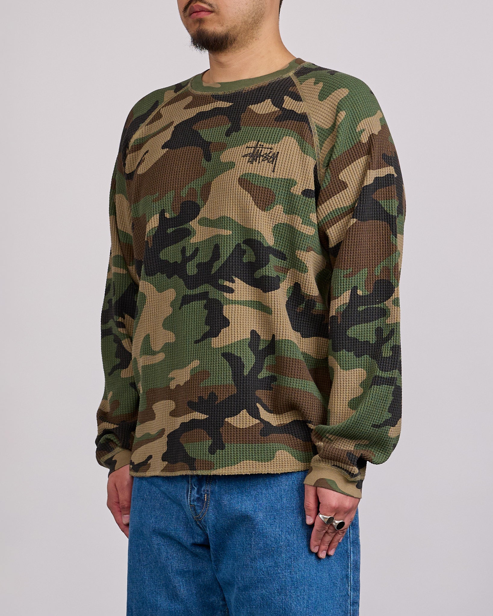 Stussy Raglan Thermal Crewneck Basic Stock Woodland Camo – LESS 17