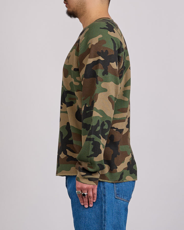 Stussy Raglan Thermal Crewneck Basic Stock Woodland Camo