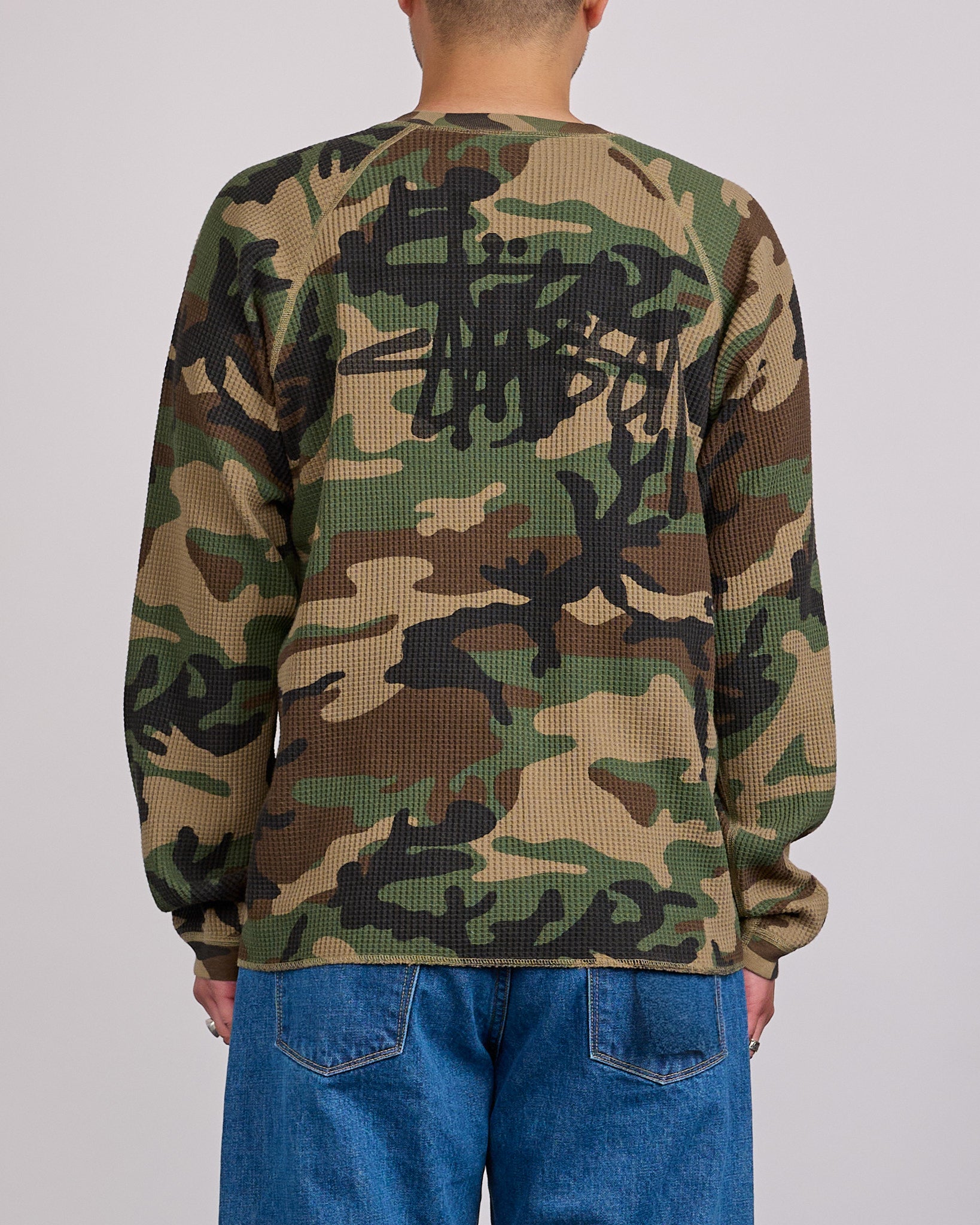 Stussy Raglan Thermal Crewneck Basic Stock Woodland Camo – LESS 17