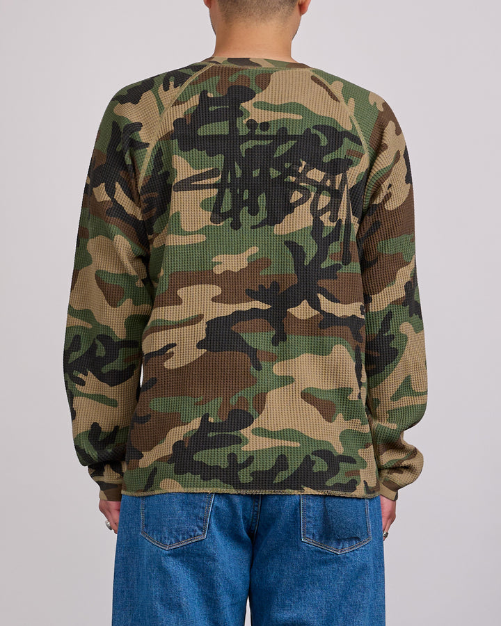 Stussy Raglan Thermal Crewneck Basic Stock Woodland Camo