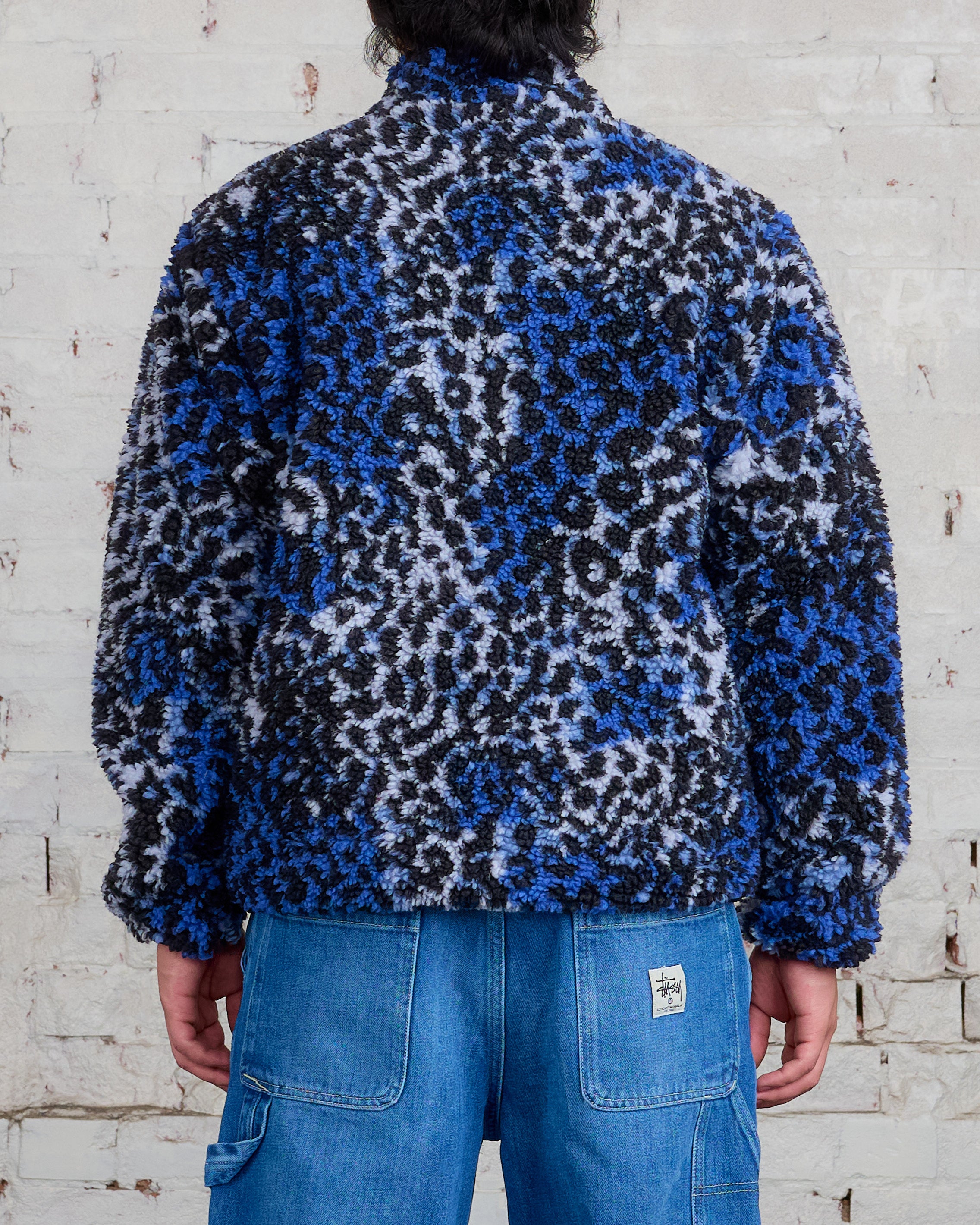 Stussy Reversible Sherpa Jacket Blue Leopard – LESS 17