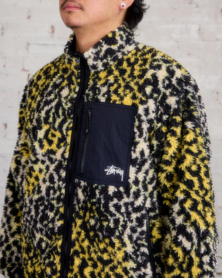 Stussy Reversible Sherpa Jacket Yellow Leopard