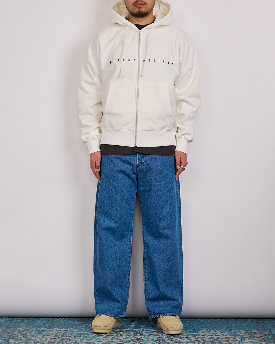 Stussy S Box Zip Hoodie Off White