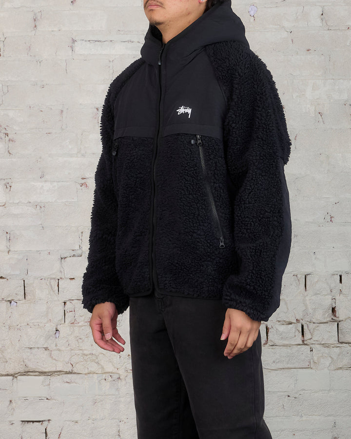 Stussy Sherpa Paneled Hooded Jacket Black