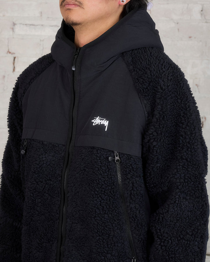 Stussy Sherpa Paneled Hooded Jacket Black