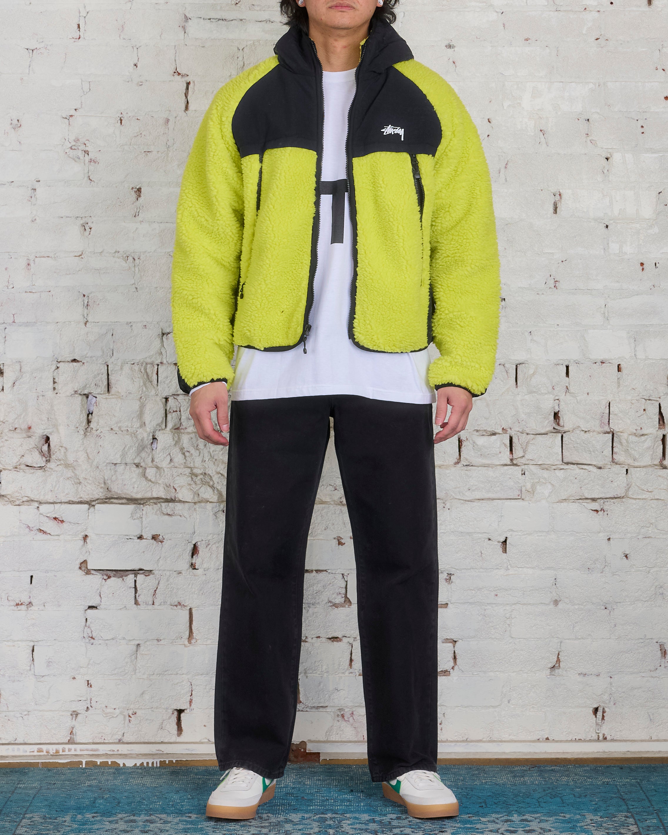 Stussy Sherpa Paneled Hooded Jacket Lime – LESS 17