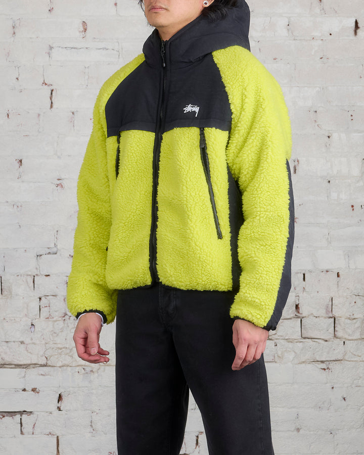 Stussy Sherpa Paneled Hooded Jacket Lime