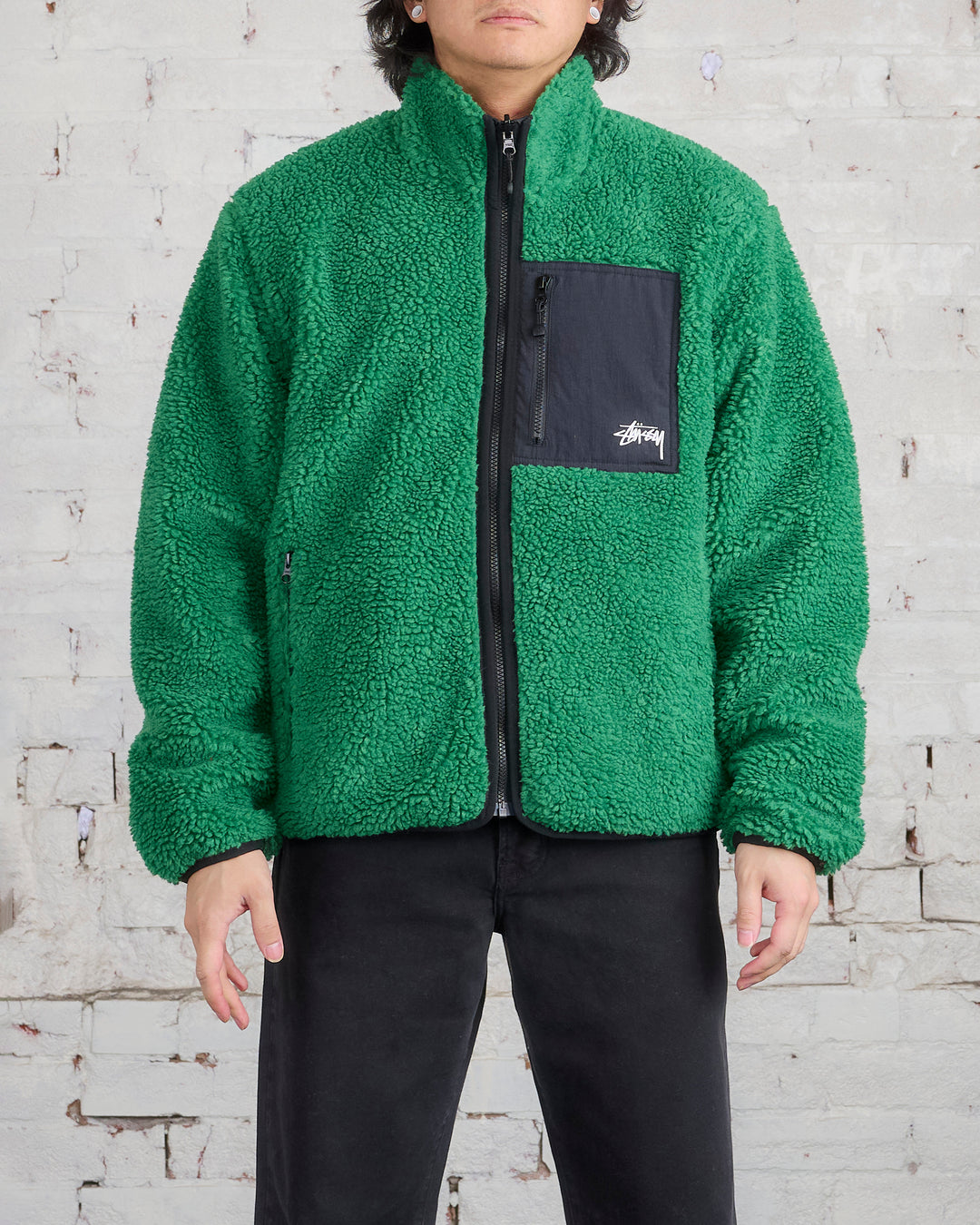 Stussy Sherpa Reversible Jacket Green