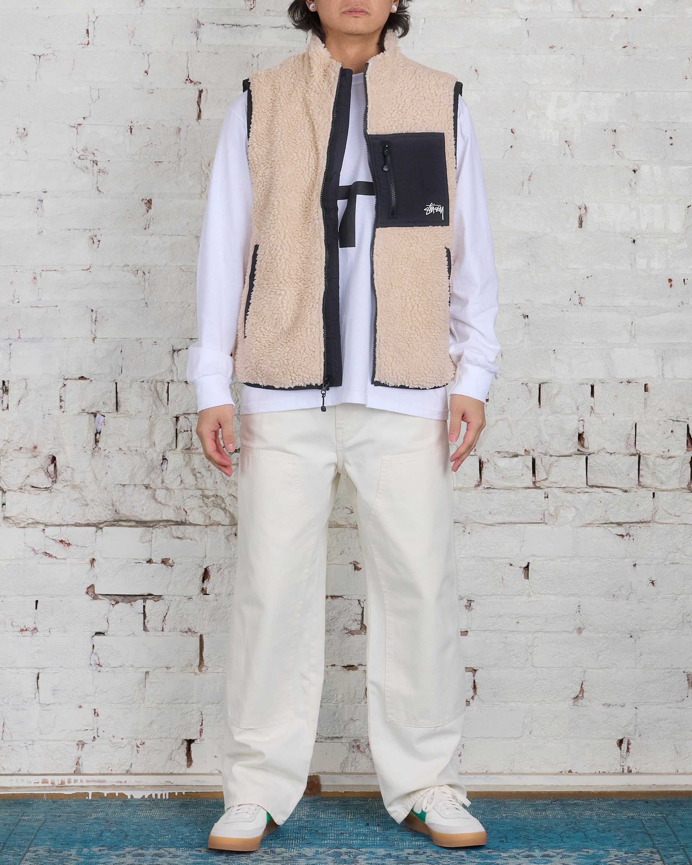 Stussy Sherpa Reversible Vest Beige