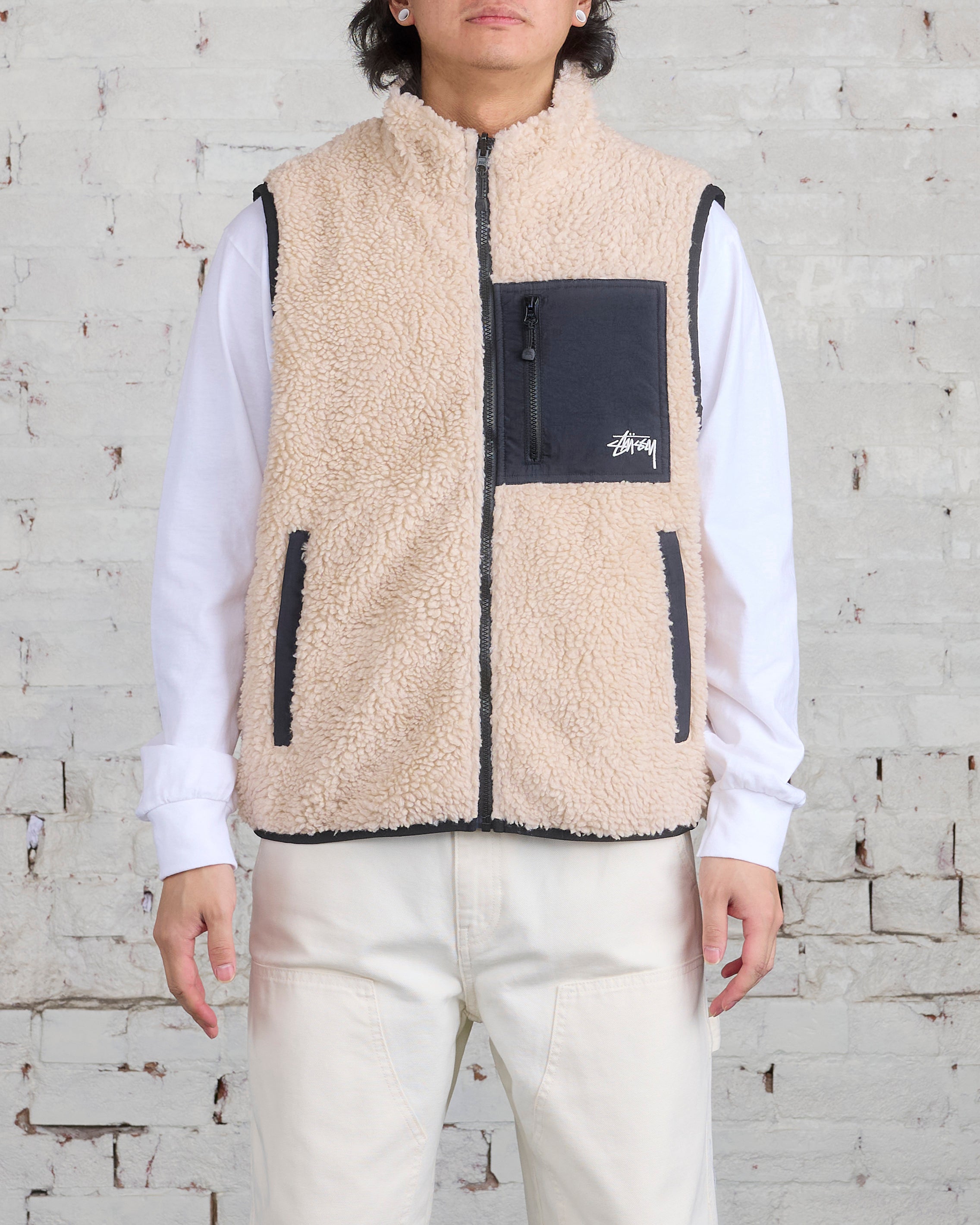 Stussy Sherpa Reversible Vest Beige