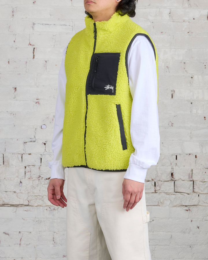 Stussy Sherpa Reversible Vest Lime