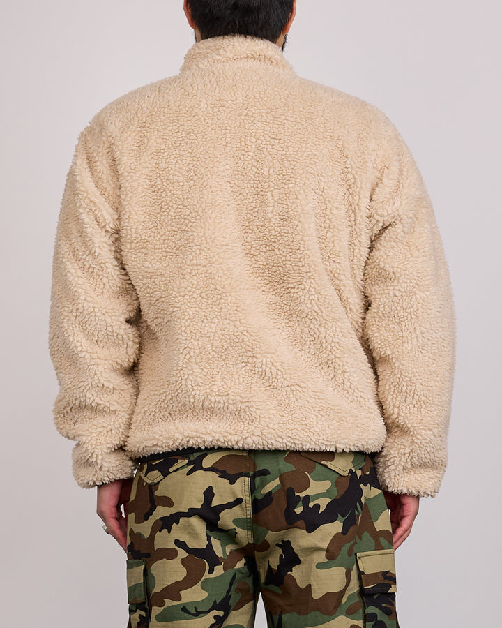 Stussy Sherpa Stand Collar Reversible Jacket Beige