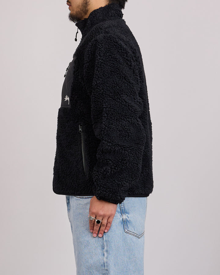 Stussy Sherpa Stand Collar Reversible Jacket Black