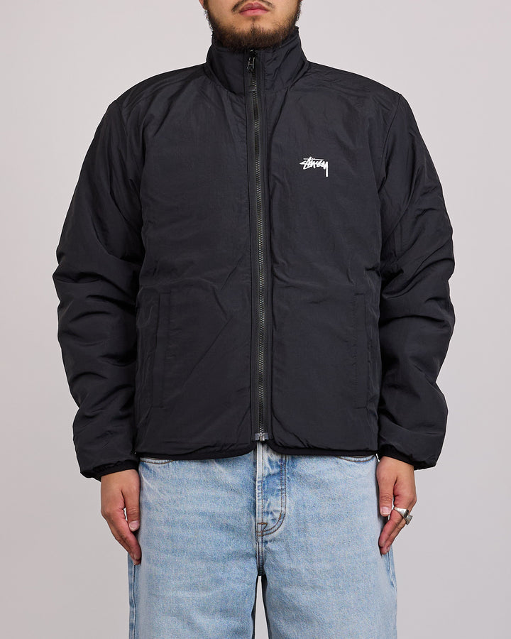Stussy Sherpa Stand Collar Reversible Jacket Black