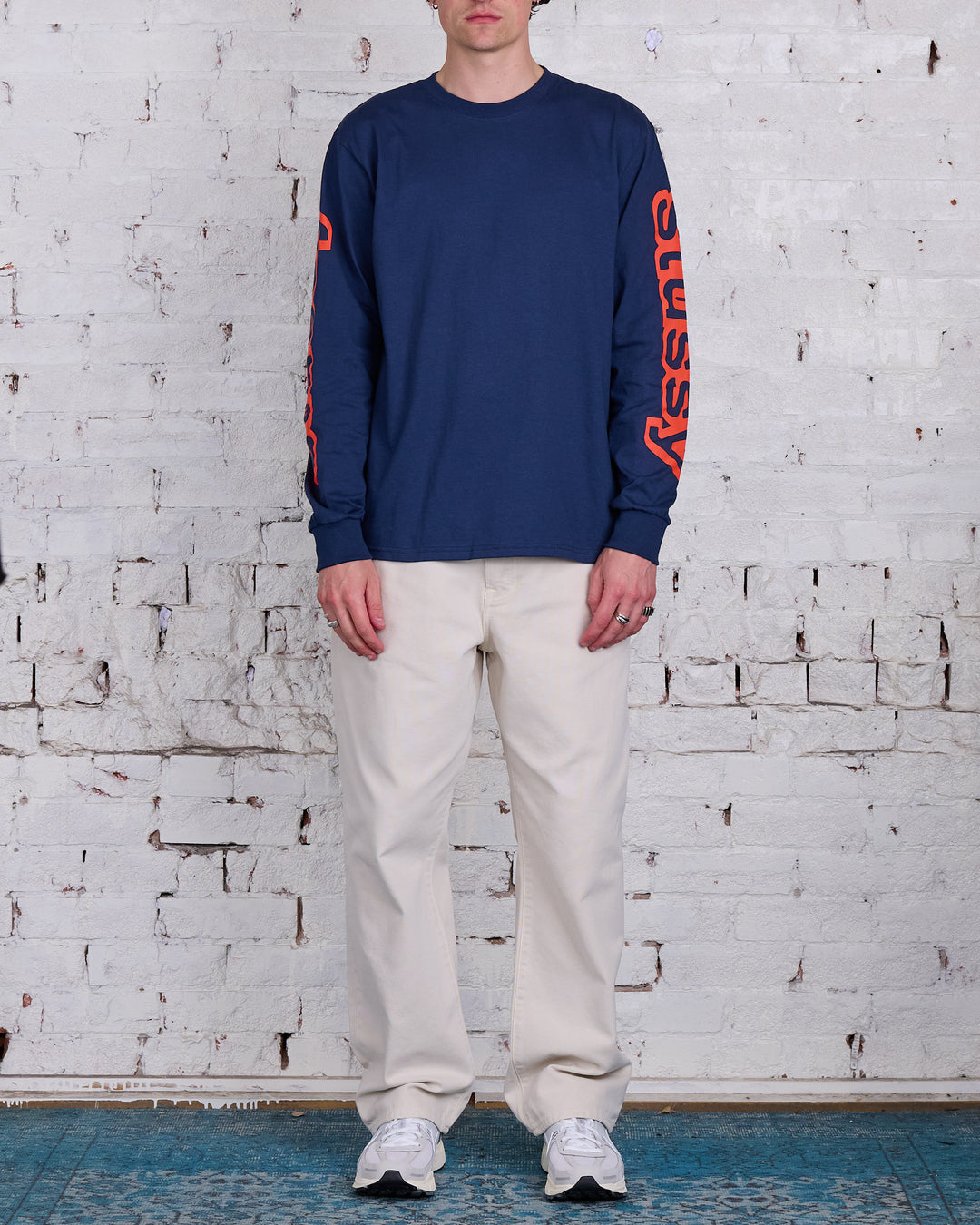 Stussy Sideways LS T-Shirt Navy