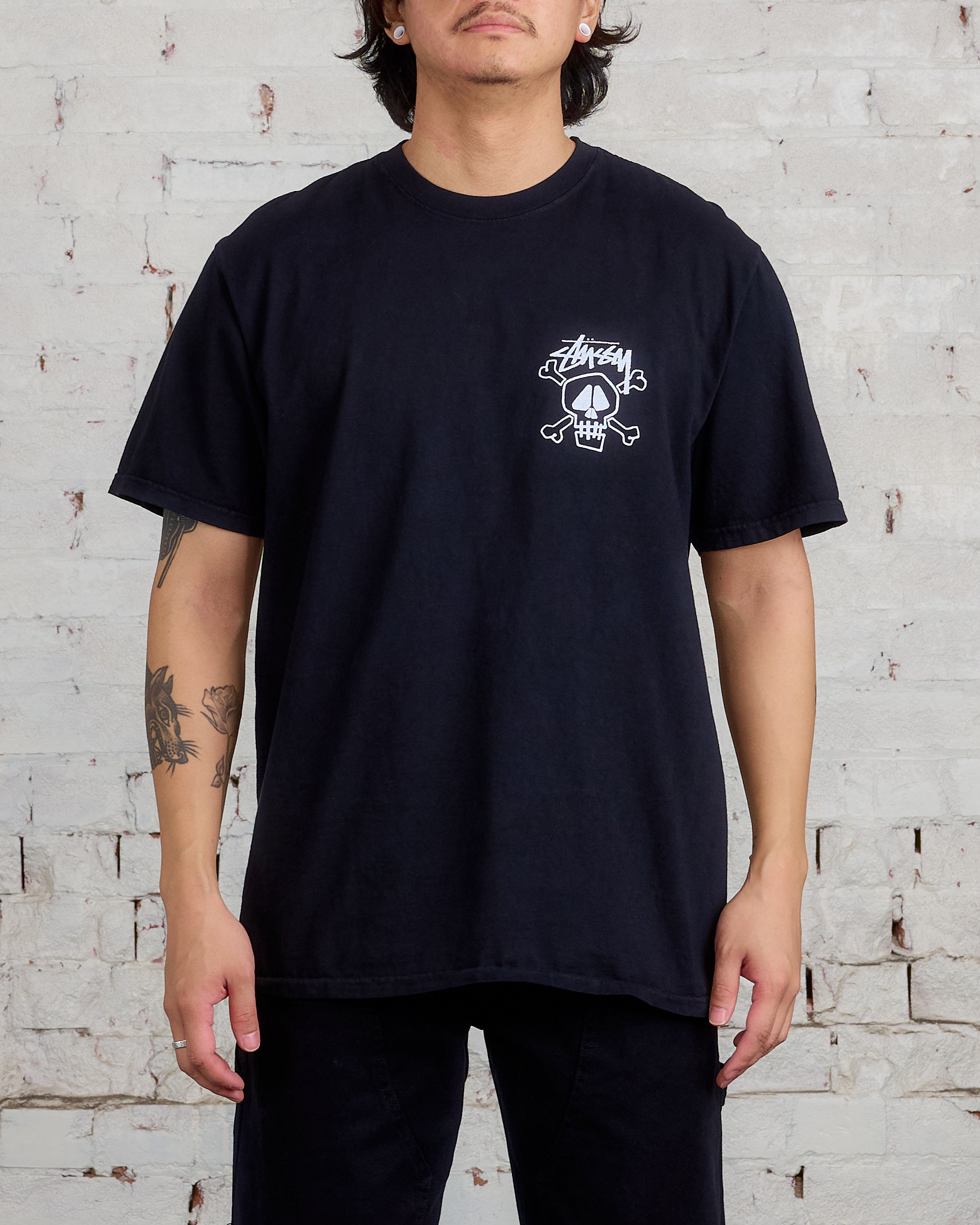 Stussy Skull & Bones Pigment Dyed T-Shirt Black