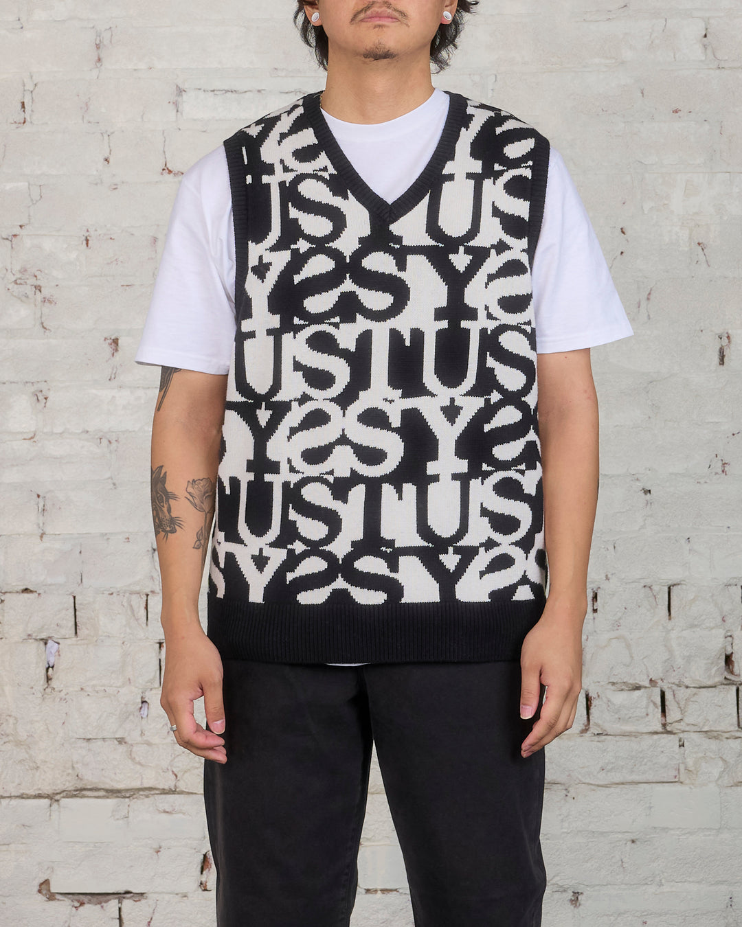 Stussy Stacked Sweater Vest Ivory