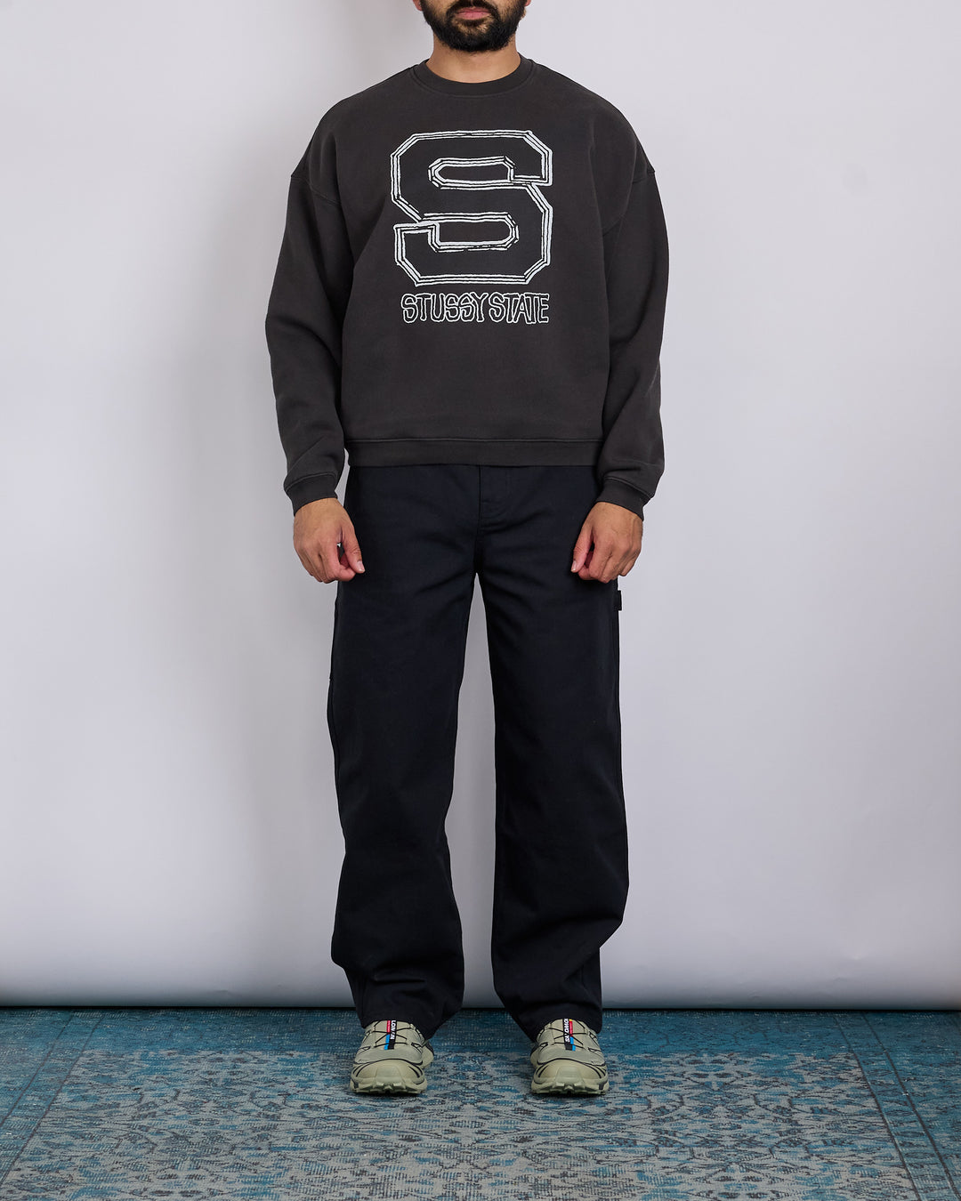 Stussy State Crewneck Black
