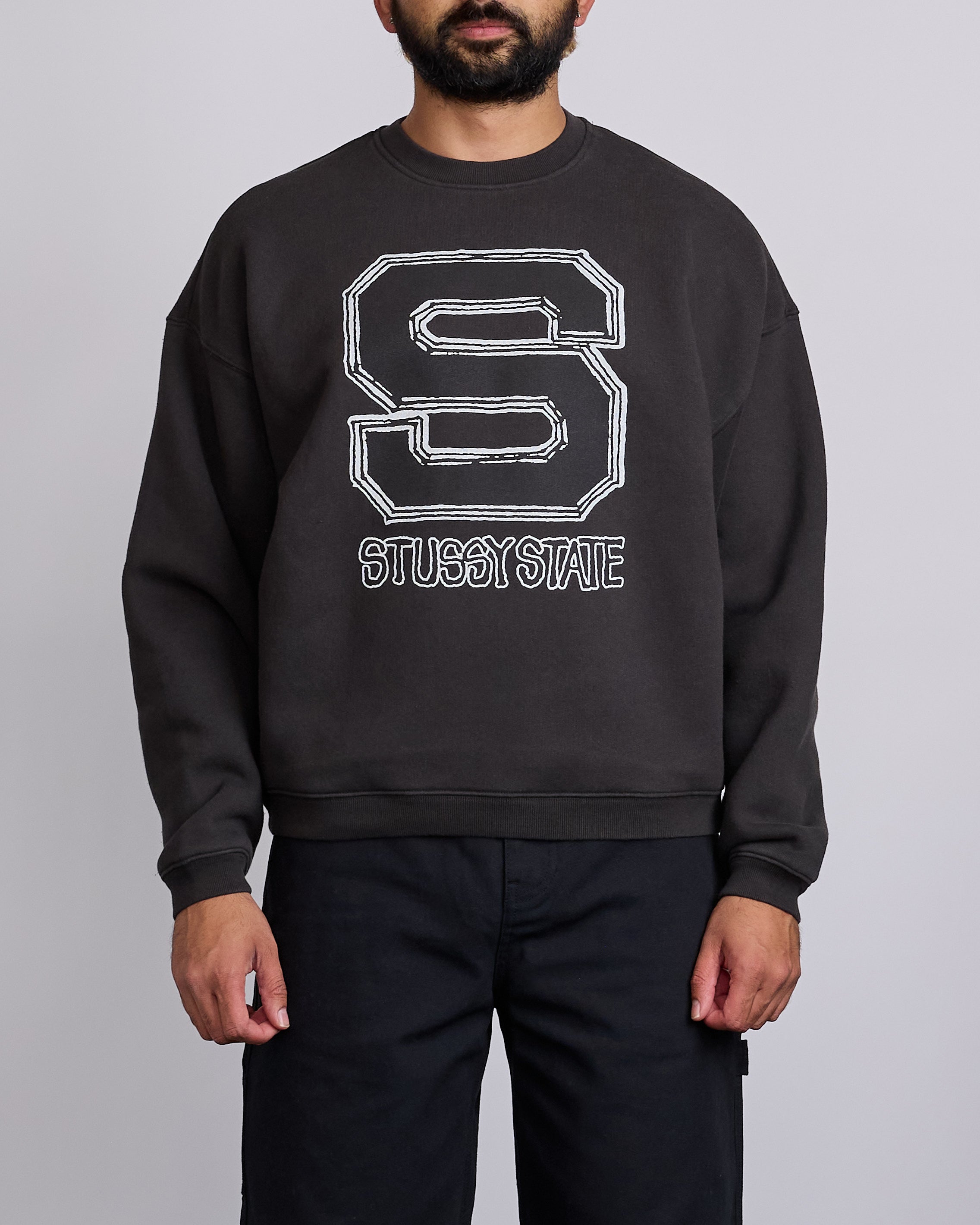 Stussy State Crewneck Black – LESS 17