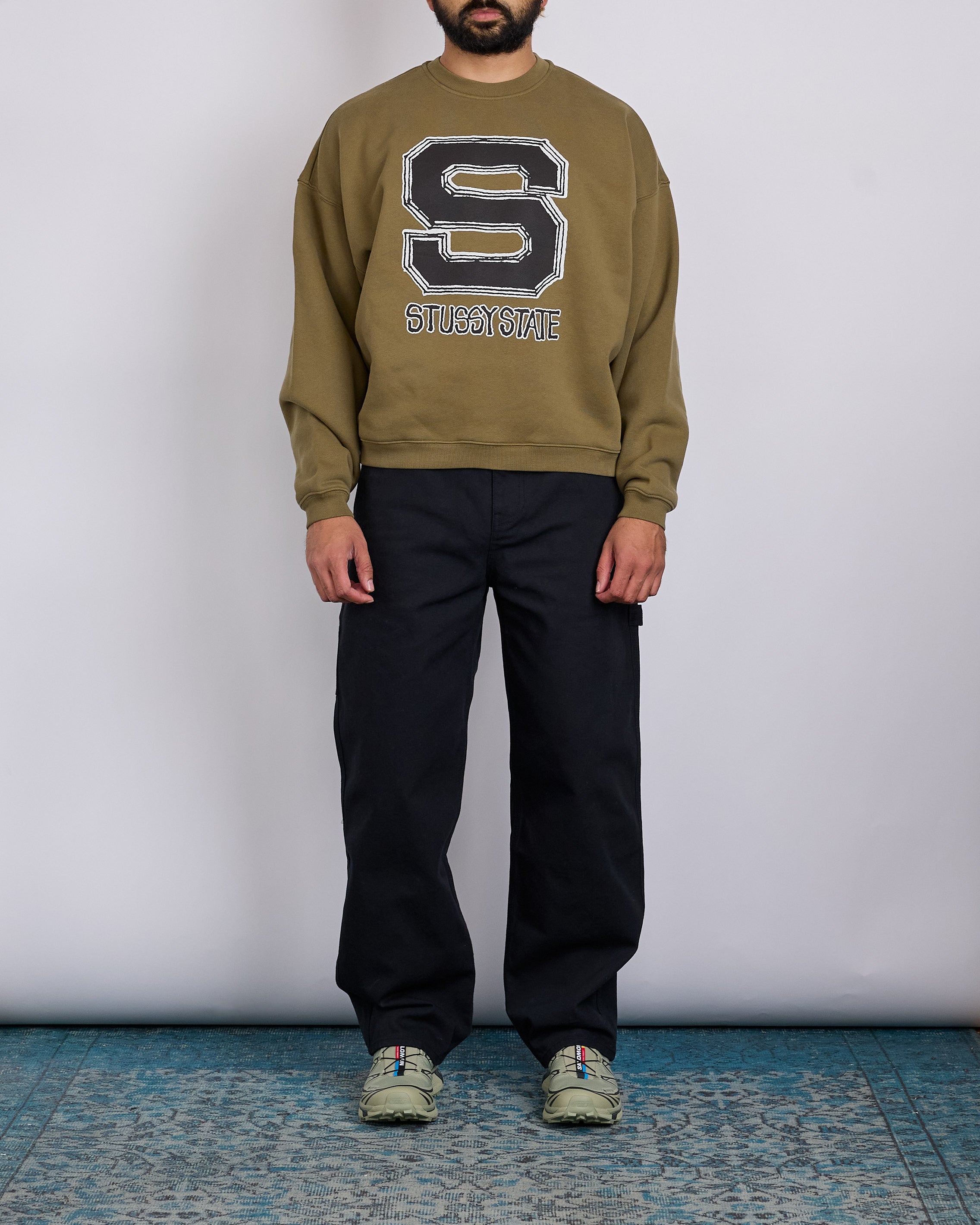 Stussy State Crewneck Olive – LESS 17