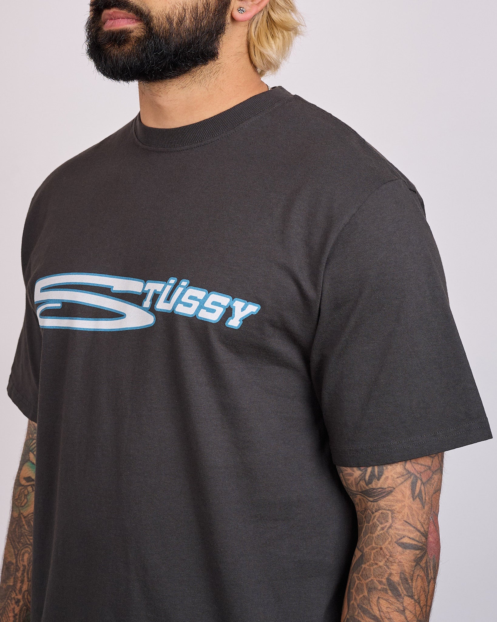 Stussy Stretch Pigment Dyed T-Shirt Faded Black – LESS 17