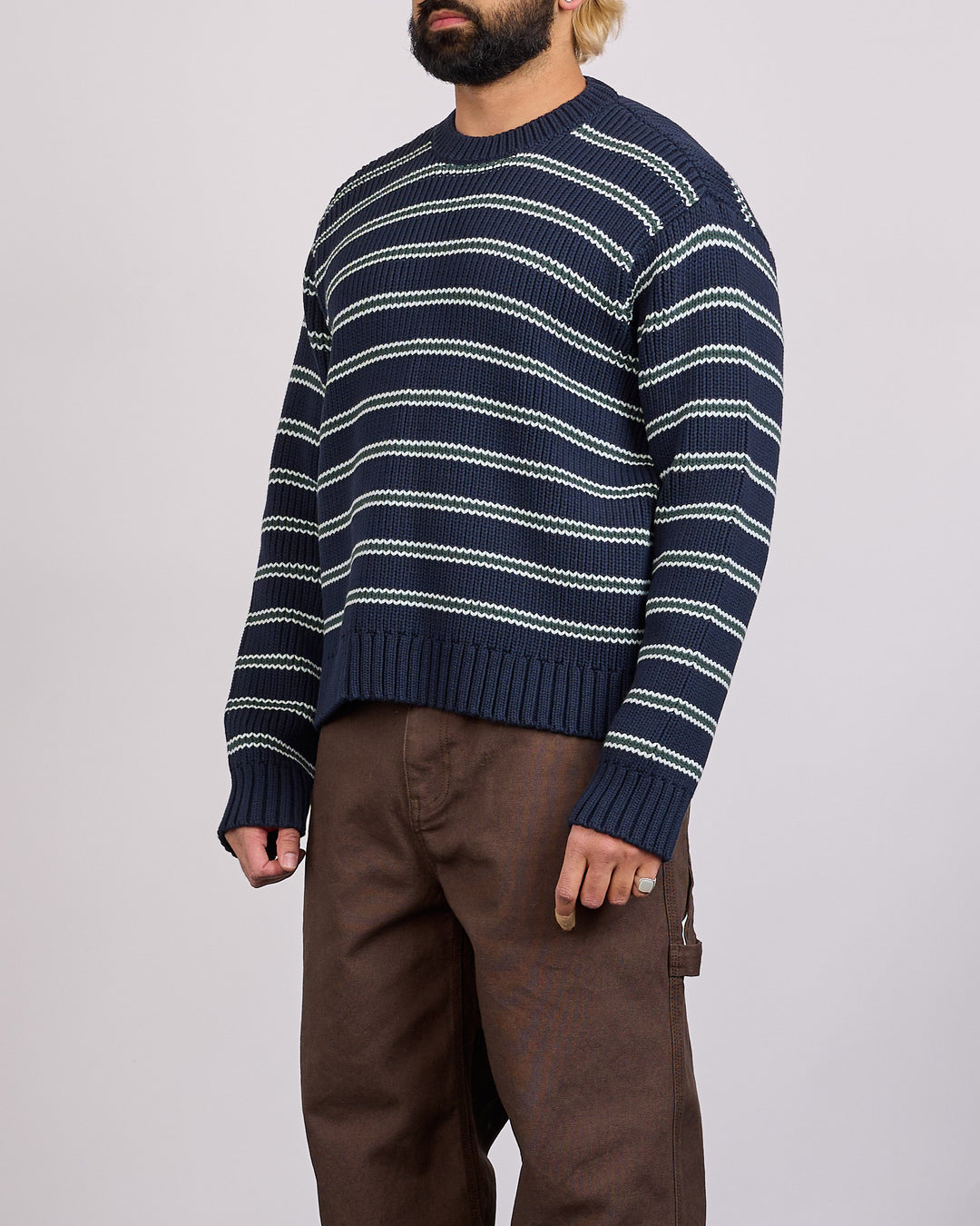 Stussy Stripe Crewneck Ocean