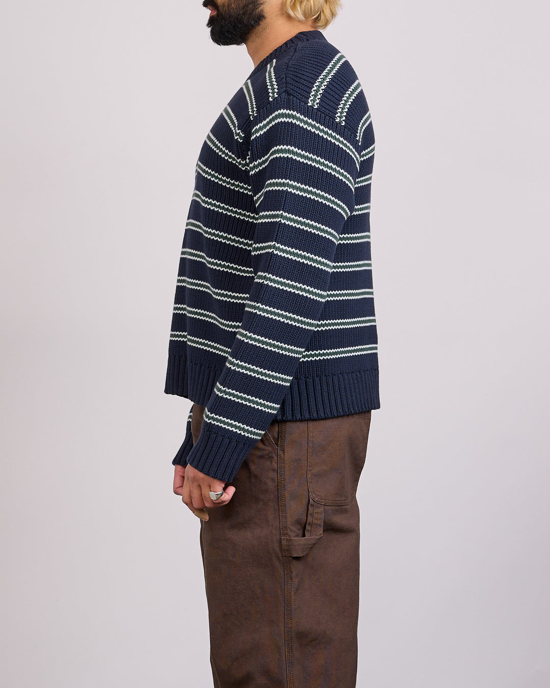 Stussy Stripe Crewneck Ocean