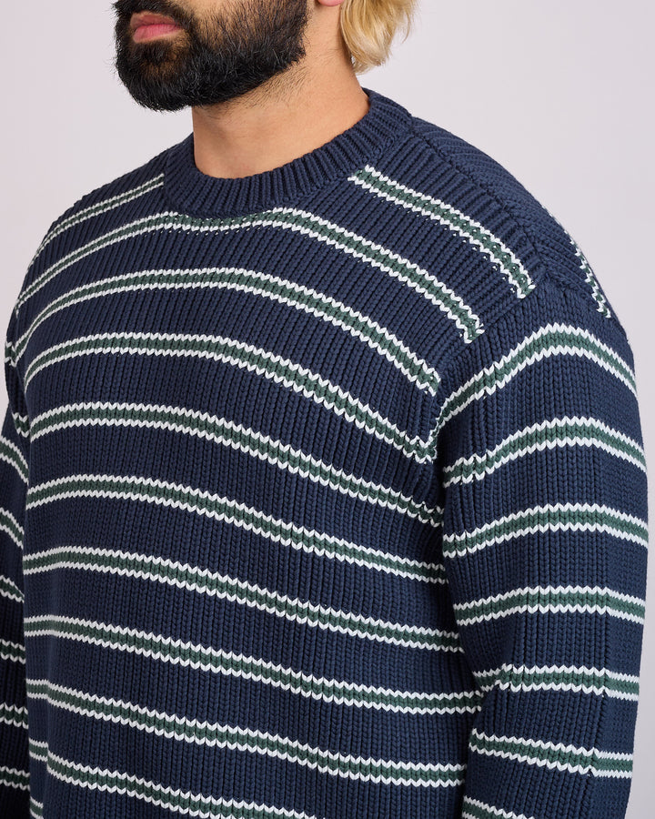 Stussy Stripe Crewneck Ocean