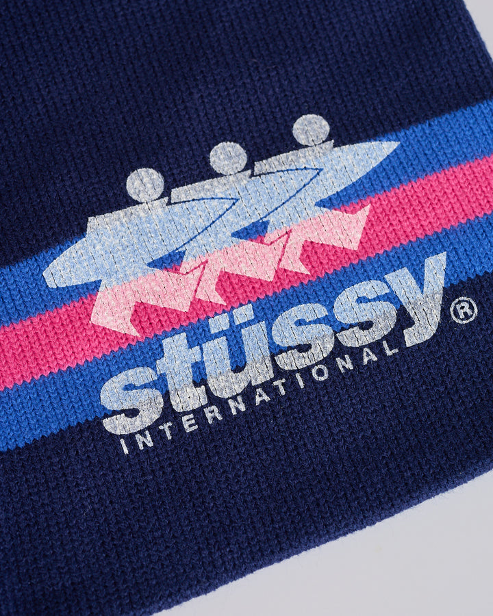 Stussy Stripe Ski Beanie Navy