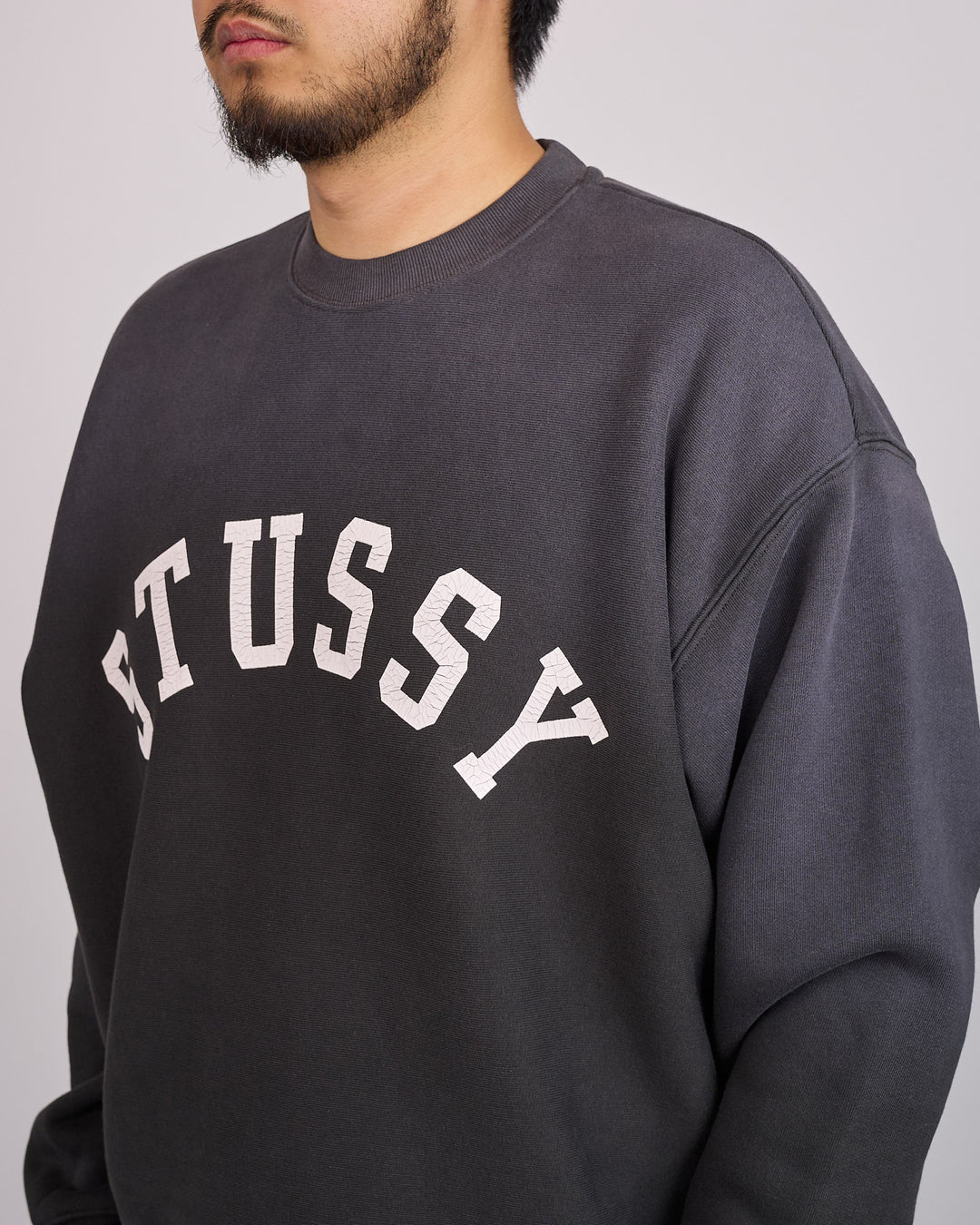 Stussy Sun Faded Oversized Crew Black
