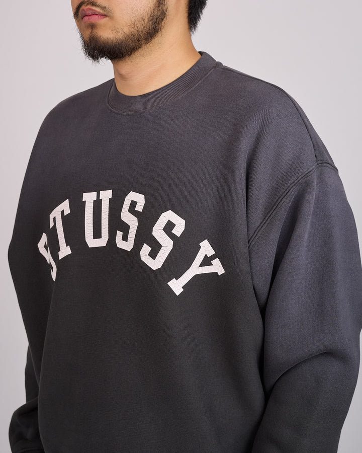 Stussy Sun Faded Oversized Crew Black