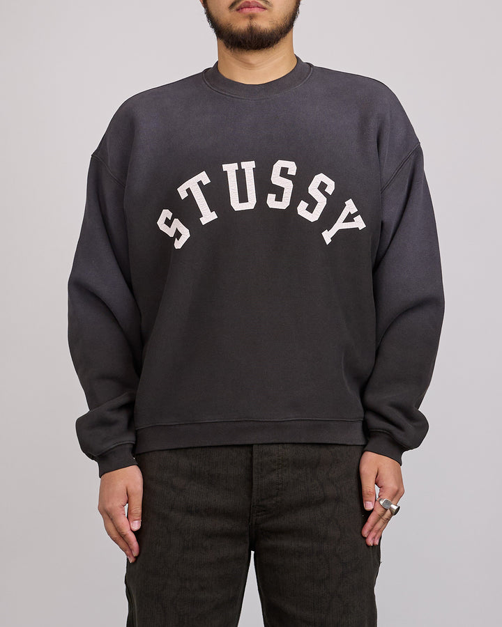 Stussy Sun Faded Oversized Crew Black