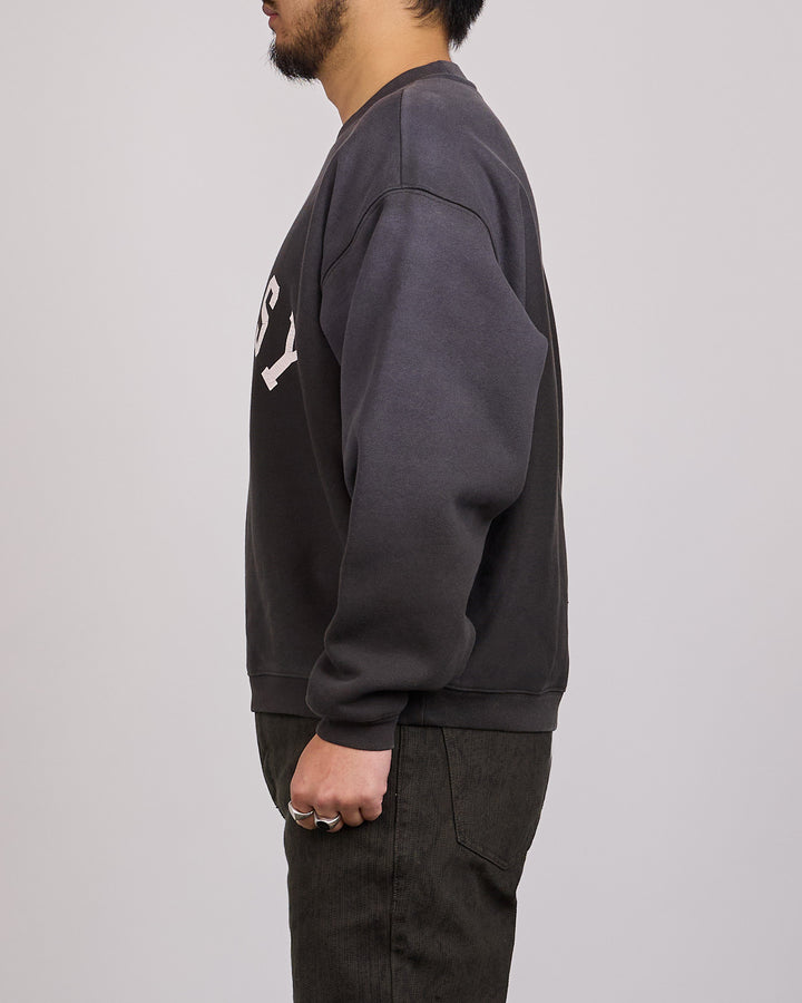 Stussy Sun Faded Oversized Crew Black