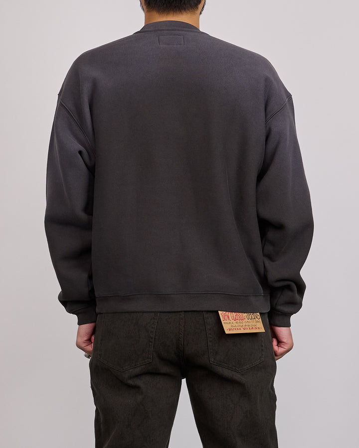 Stussy Sun Faded Oversized Crew Black