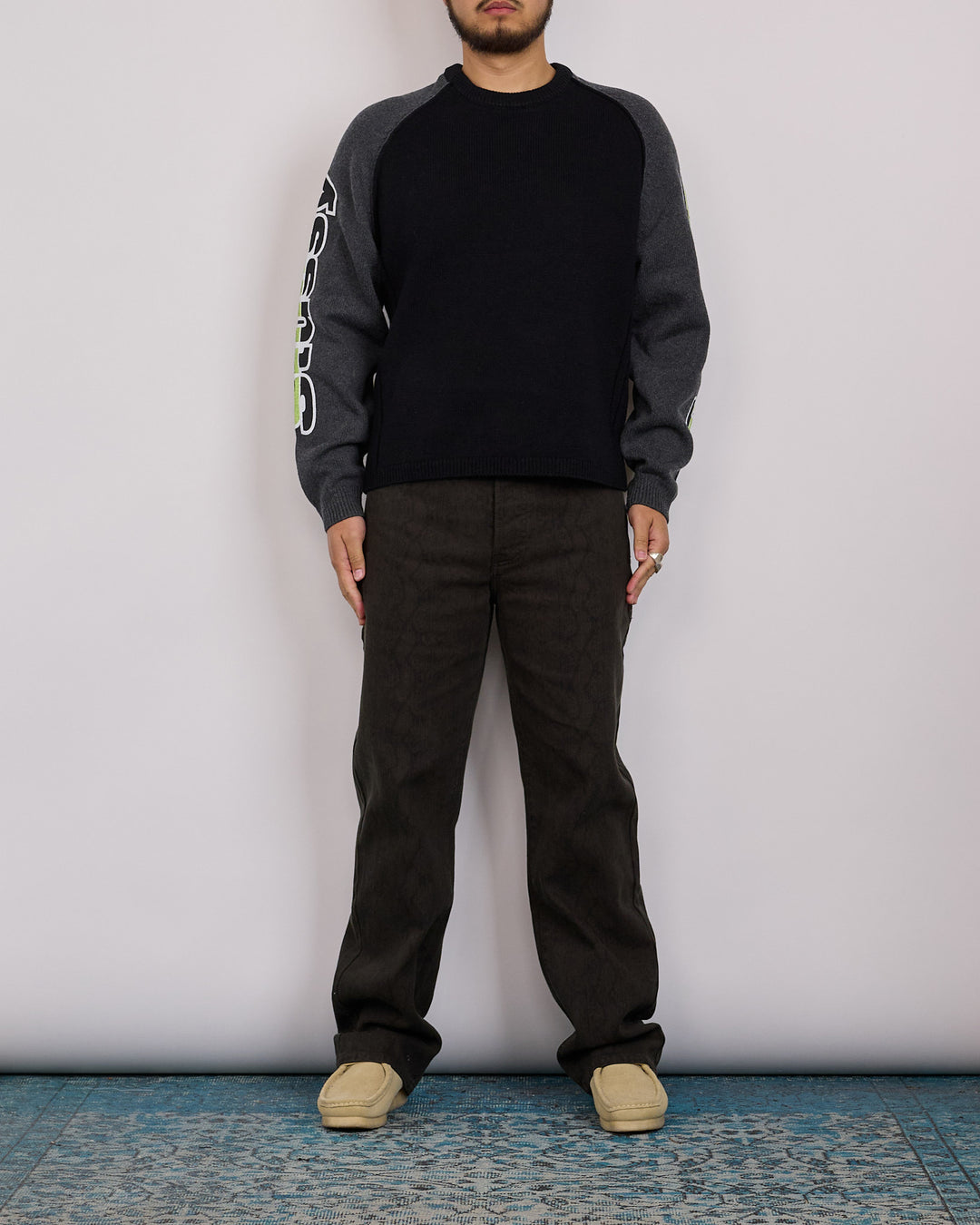 Stussy Two Tone Raglan Sweater Black